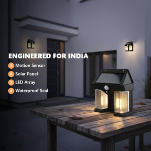 LumenLux Solar Wall Lamp - Outdoor Motion Sensor Security Light