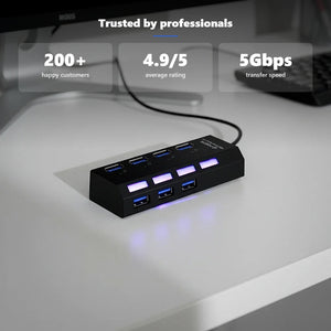 NoirFold USB Hub - Premium 4-Port Connectivity