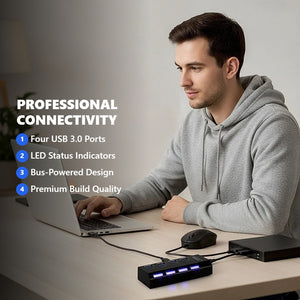 NoirFold USB Hub - Premium 4-Port Connectivity