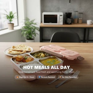 SustainPak 3-Compartment Stainless Steel Lunch Box - Keep Meals Hot Fresh