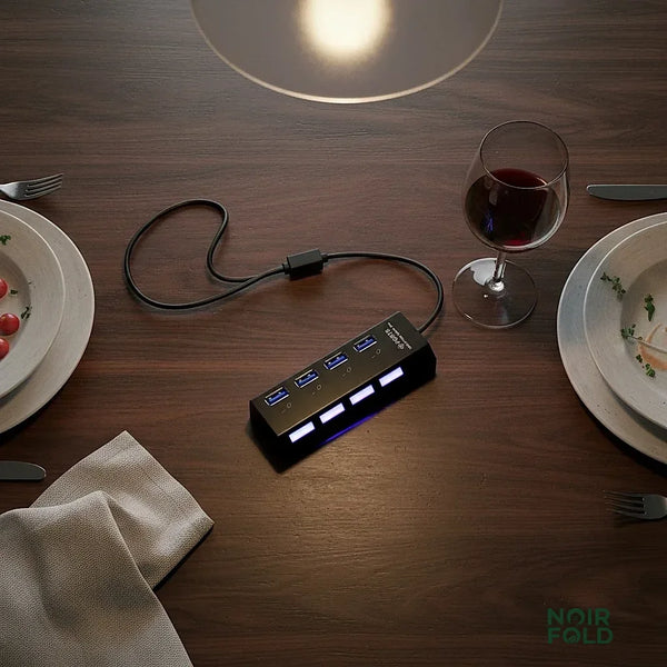 NoirFold USB Hub - Premium 4-Port Connectivity