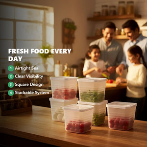 Noirfold 6-Piece Airtight Food Storage Container Set - Square Design