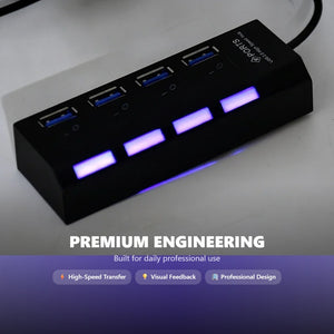 NoirFold USB Hub - Premium 4-Port Connectivity