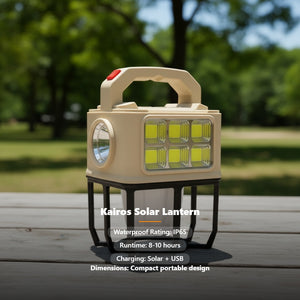 Kairos Solar Rechargeable Camping Lantern - 8-10 Hour Runtime