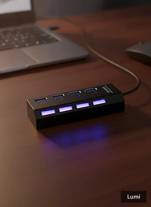 NoirFold USB Hub - Premium 4-Port Connectivity