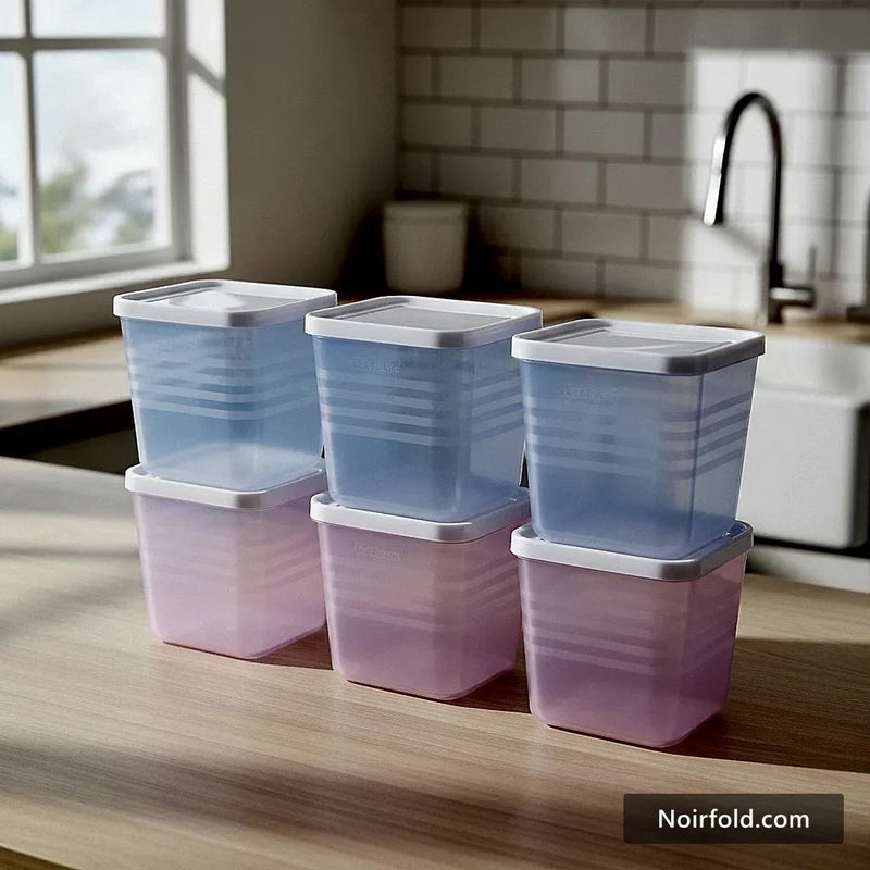 Noirfold 6-Piece Airtight Food Storage Container Set - Square Design