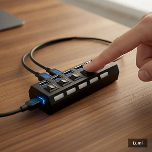 NoirFold USB Hub - Premium 4-Port Connectivity