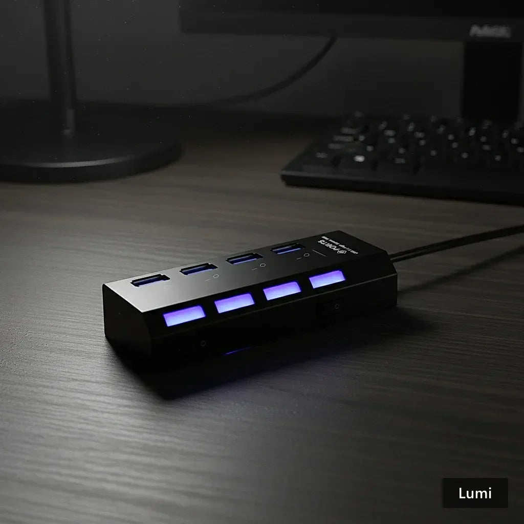 NoirFold USB Hub - Premium 4-Port Connectivity