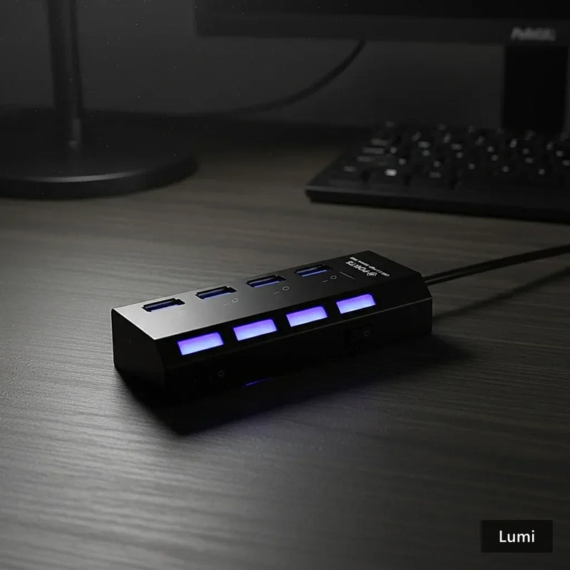 NoirFold USB Hub - Premium 4-Port Connectivity