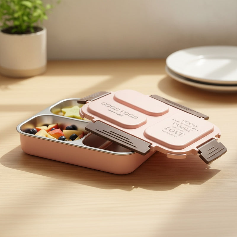 SustainPak 3-Compartment Stainless Steel Lunch Box - Keep Meals Hot Fresh