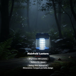 NoirFold Waterproof LED Camping Lantern - 500 Lumen Professional Grade